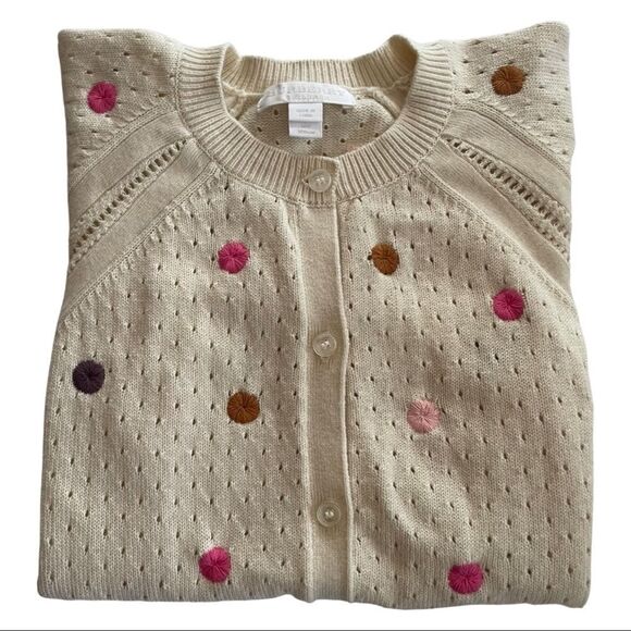 Burberry Embroidered Cotton Cashmere Blend Sweater Cardigan Size 10 Girls - Picture 1 of 9